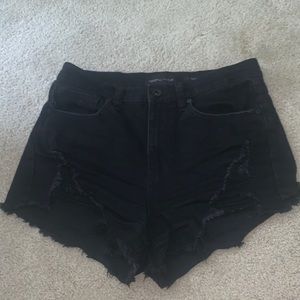 Black ripped jean shorts